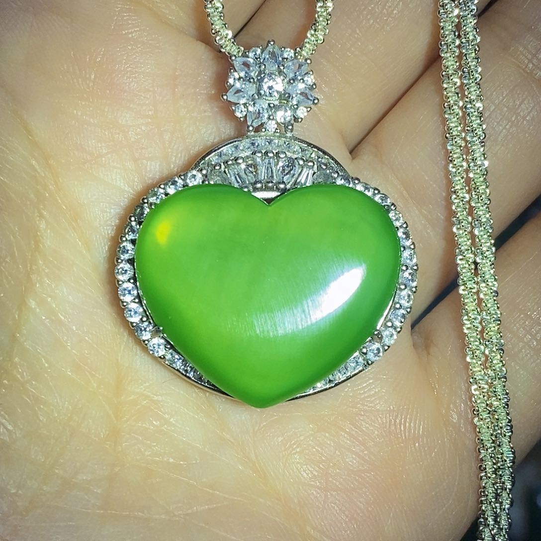 和田玉（碧玉）银S925镶嵌颈饰