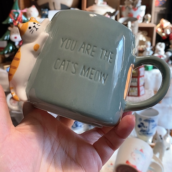 橘猫马克杯绿色马克杯