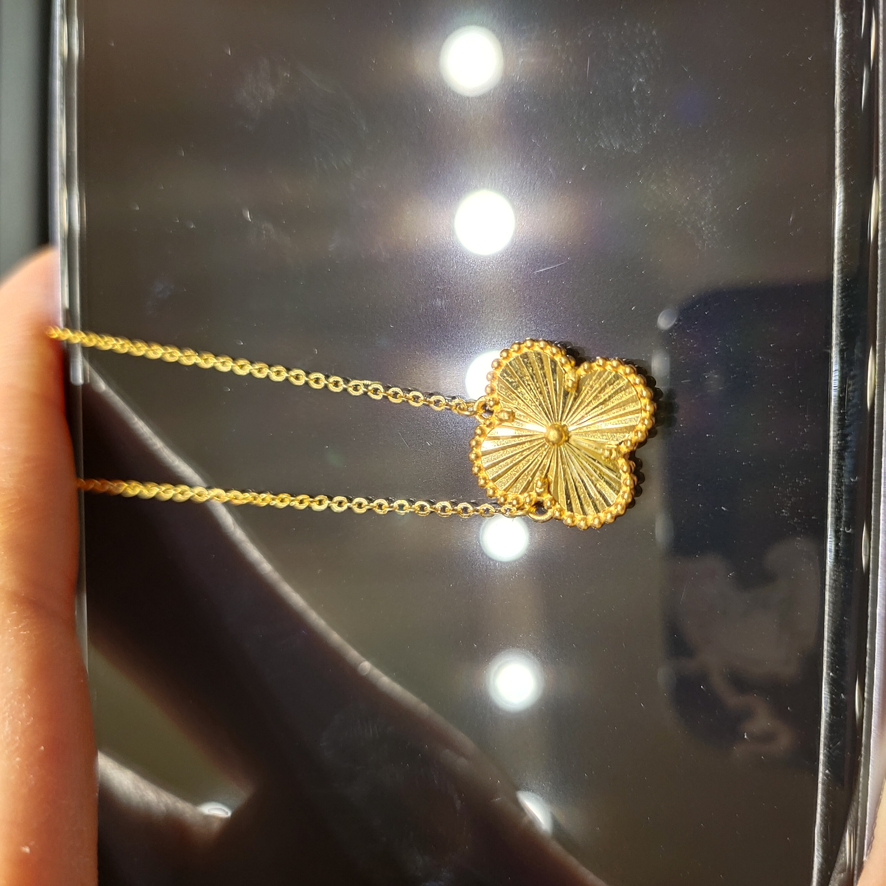 黄金足金女士四叶草套链金色简约轻奢时尚套链