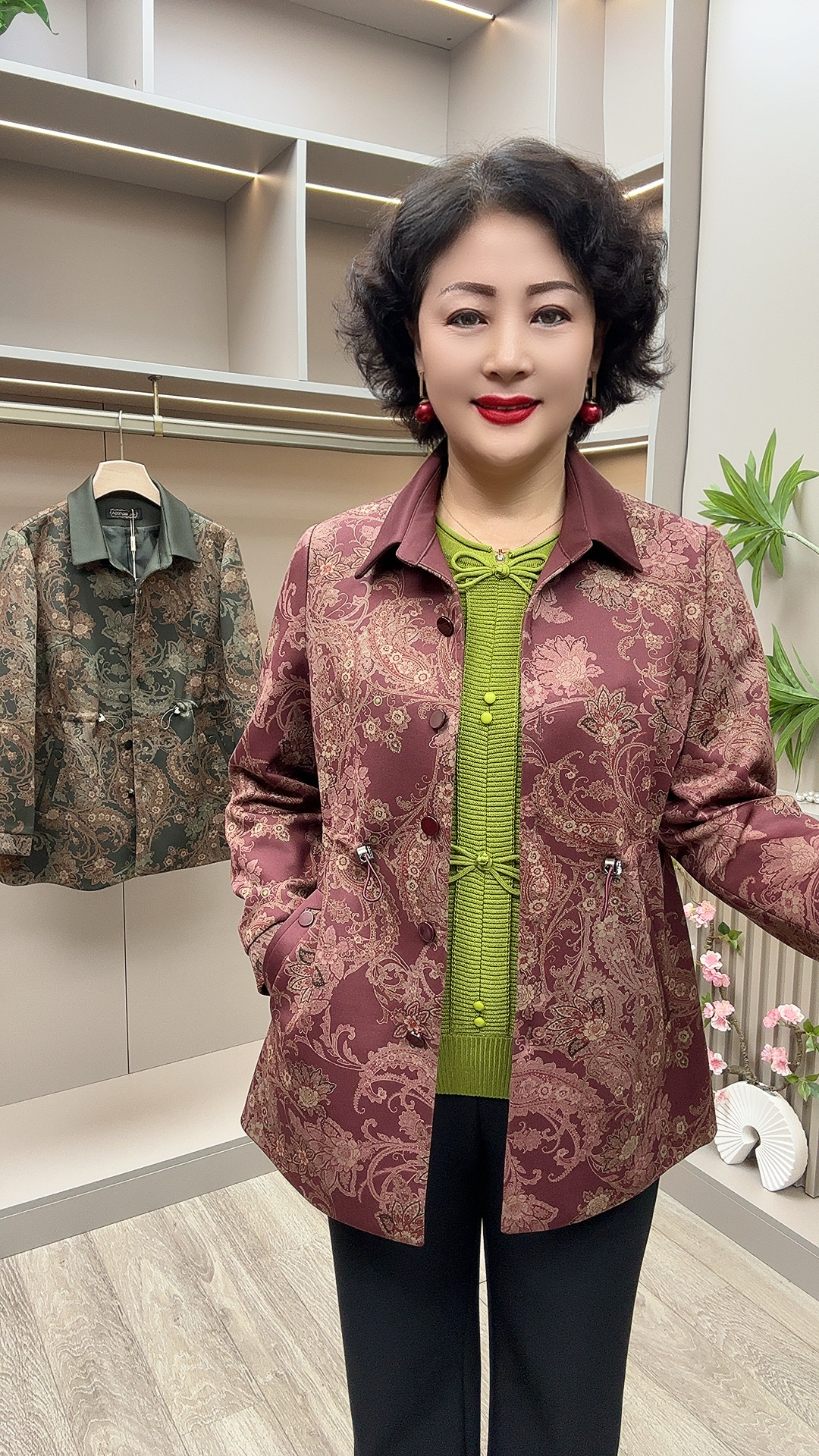 GY#2506时尚百搭翻领碎花外套，衣长70