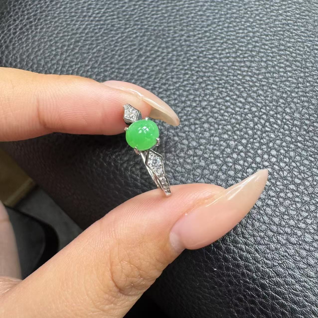 定制翡翠蛋面戒指镶嵌34