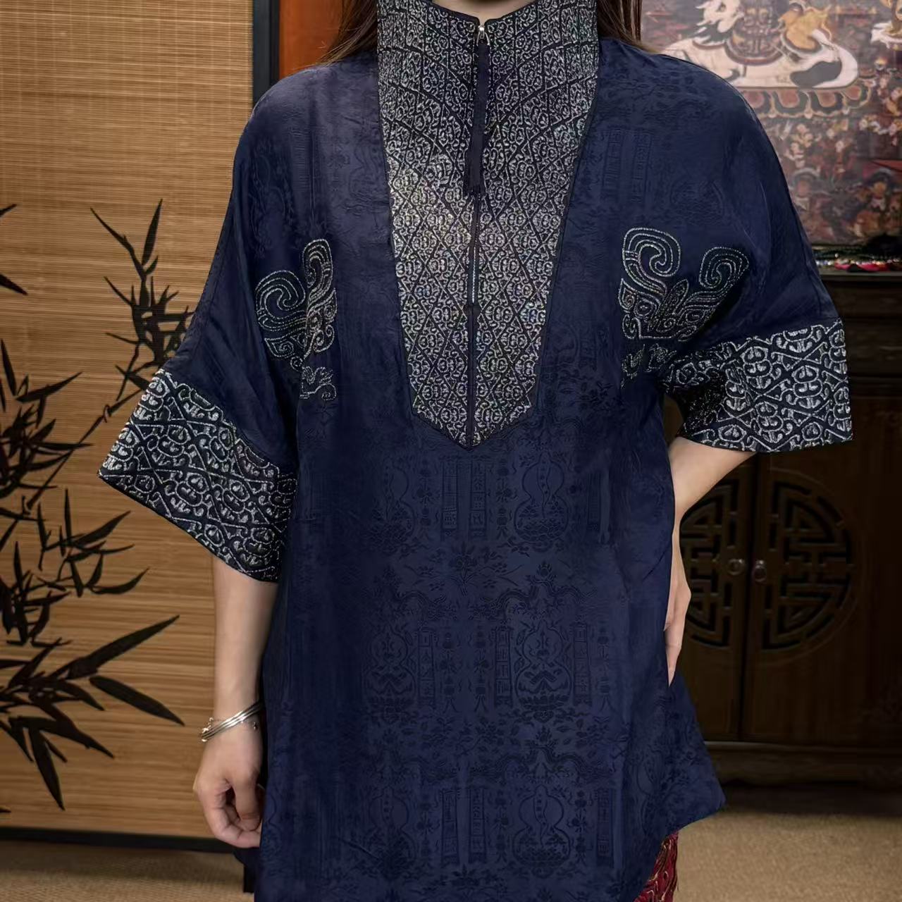 【七彩潮雕】盘金绣提花缎香云纱多穿上衣25SS16T