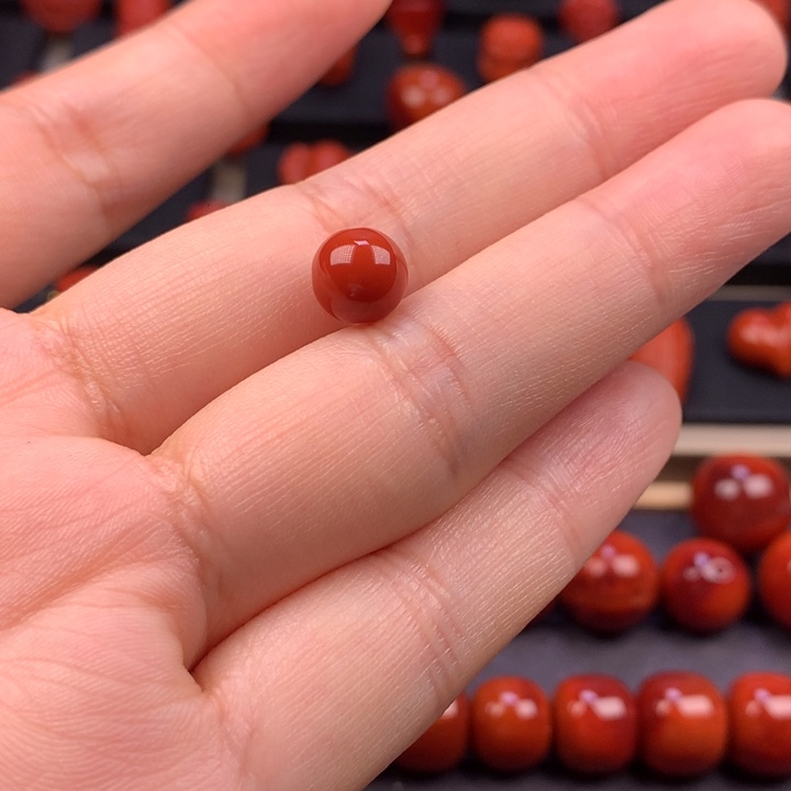 千***杨南红玛瑙未镶嵌圆珠单珠8MM
