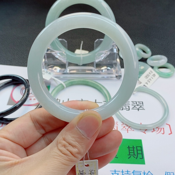 翡翠未镶嵌手镯美人条手镯53-54圈口