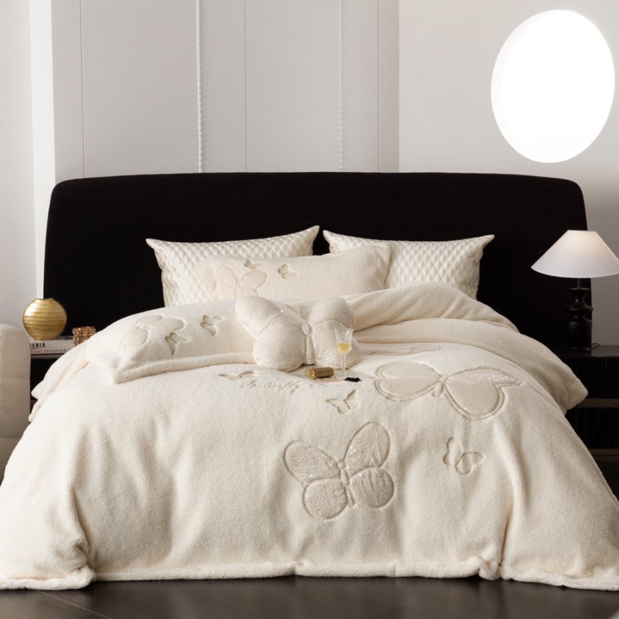 YF柔软冬加厚被套亲肤舒适超细旦冰雪皇后绒四件套zb蝶影