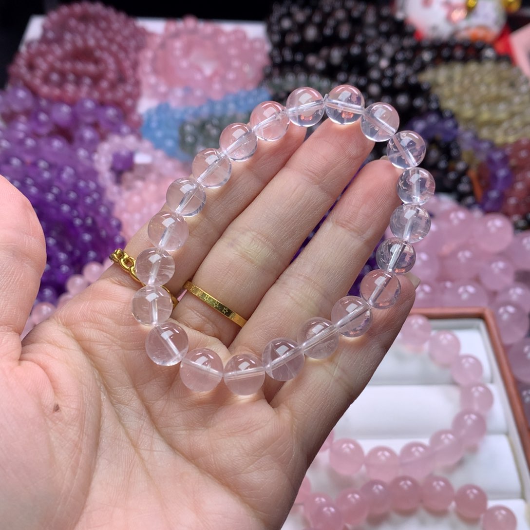 水晶手链未镶嵌莫粉卡9+