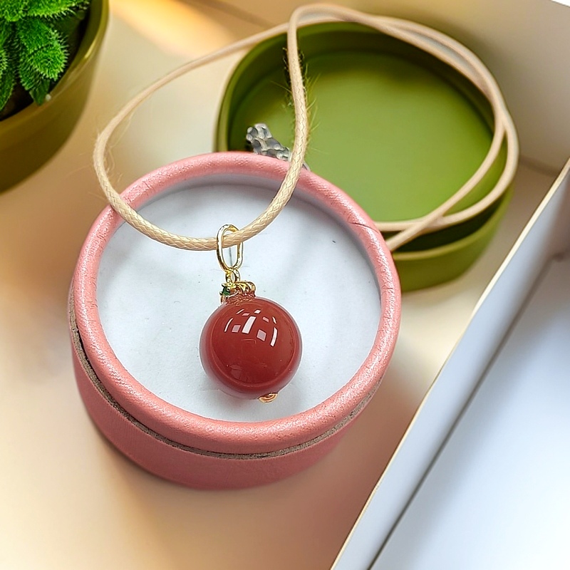 精品南红小苹果平安果锁骨坠