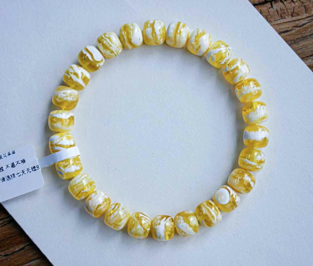 8.5mm金瓷白花顺纹虎皮老型手串。 甄选 颗颗金白顺纹瓷白花9.05克