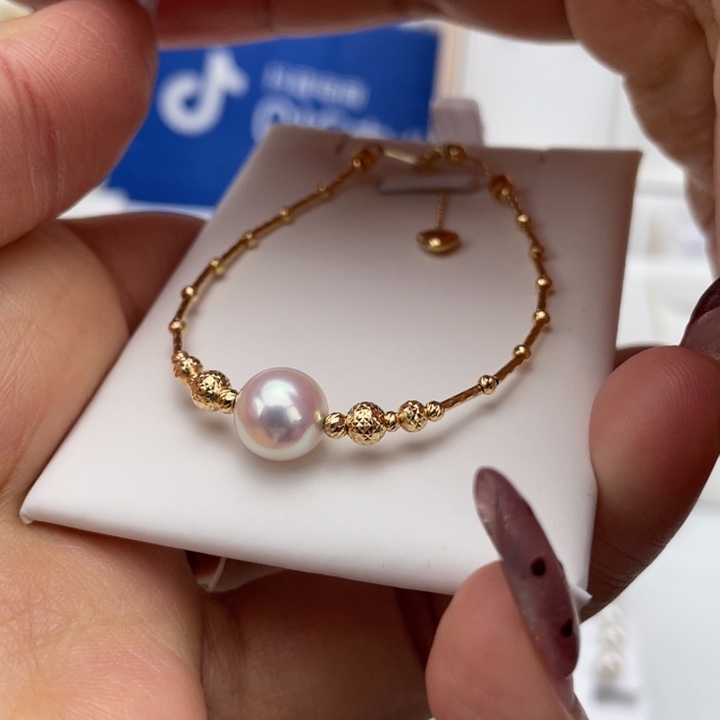 海水珍珠手镯18K金镶嵌