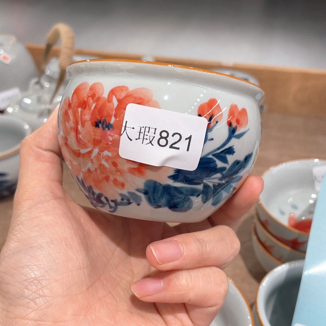 釉下彩纯手绘有瑕