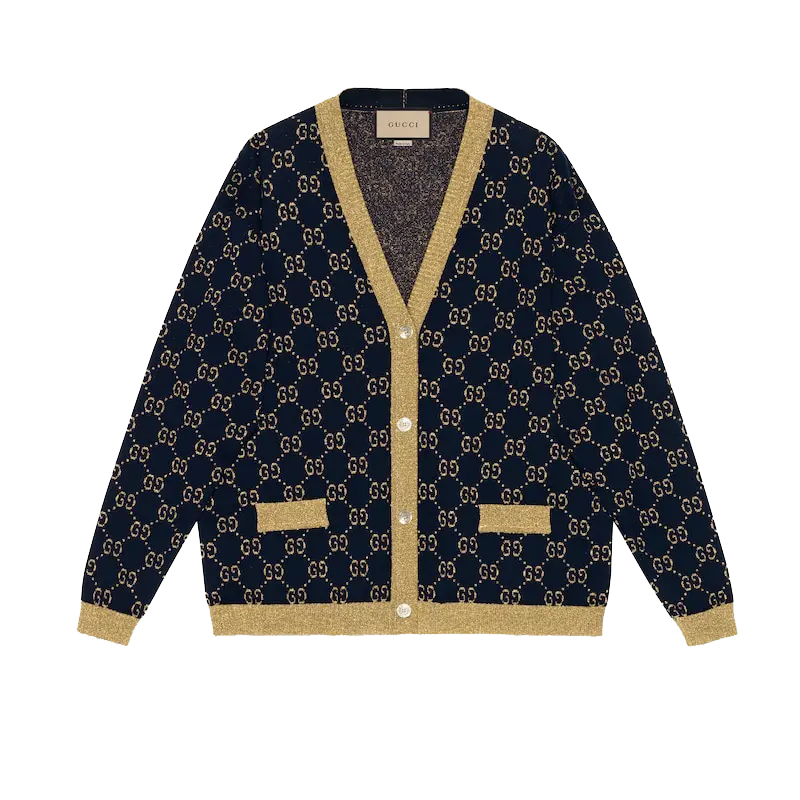 99新 GUCCI/古驰 GG棉质金银丝线开衫「全球专属」