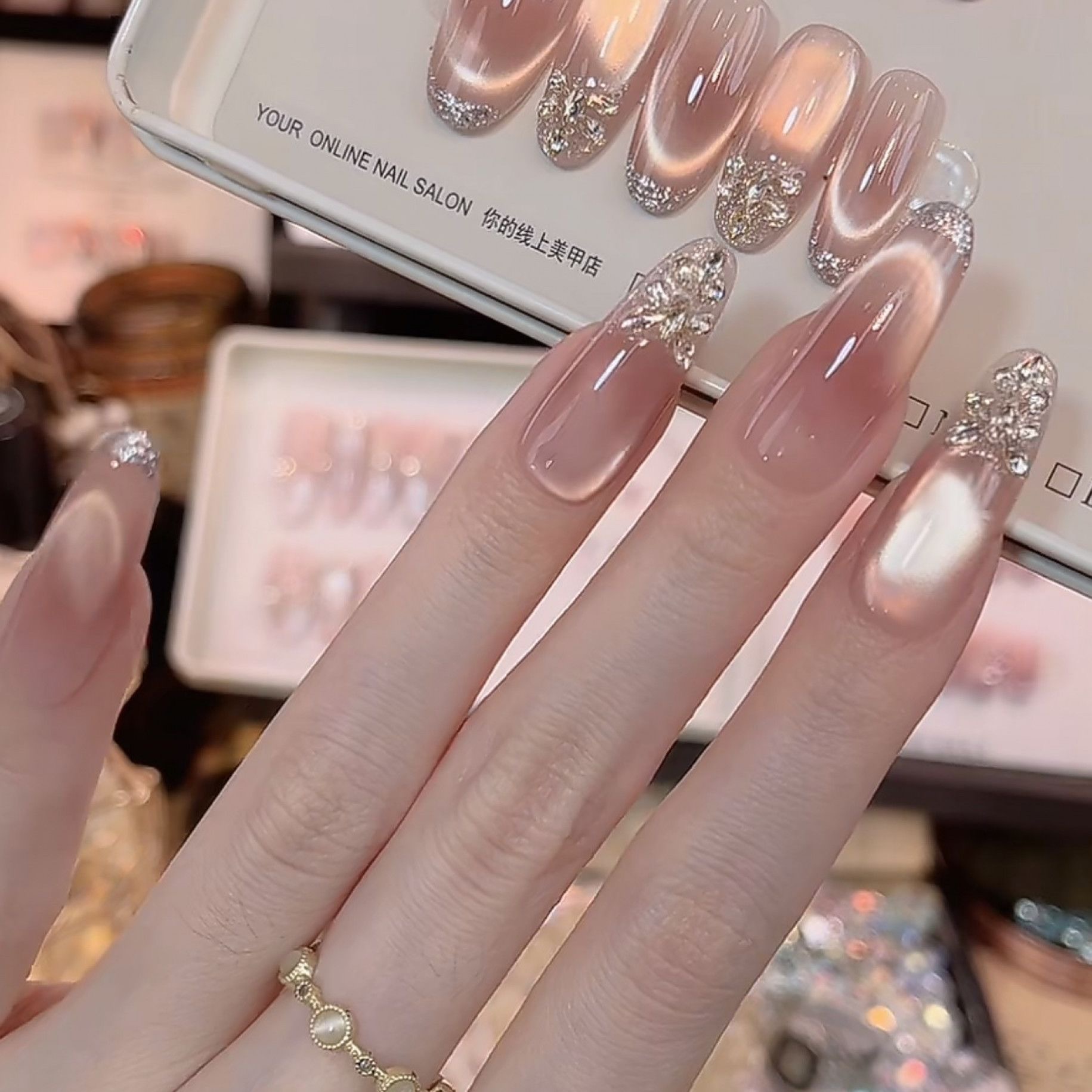 【浮光落日】时尚清新纯欲高级感成品美甲穿戴式手工穿戴甲