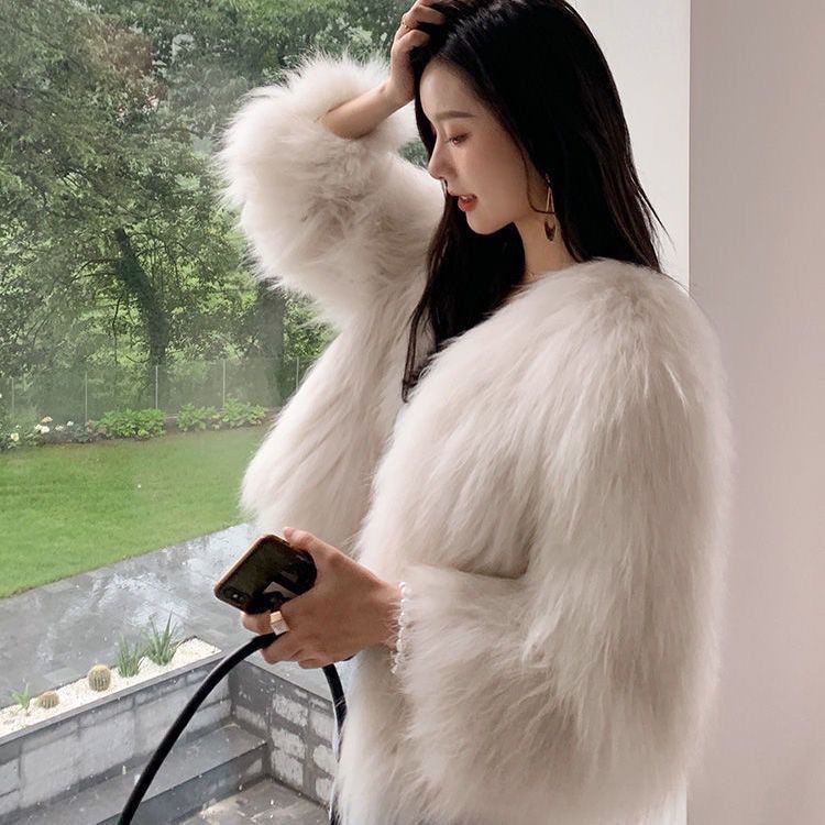 【铭诚】新款上衣短款50貉子毛编织时尚潮流百搭款