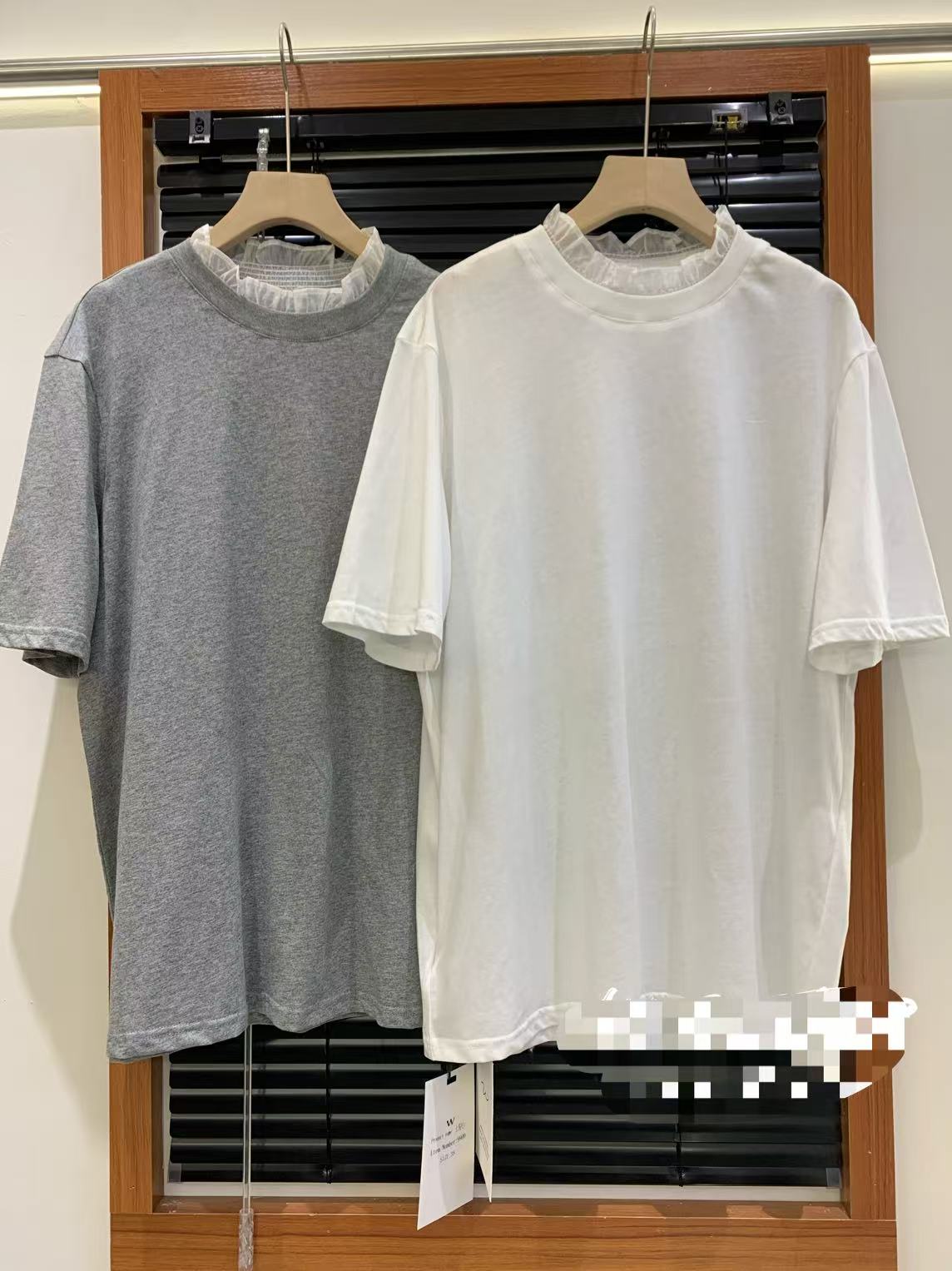 《27和yy家STUDIO》拼接宫廷领可爱极简百搭T恤简约感半袖