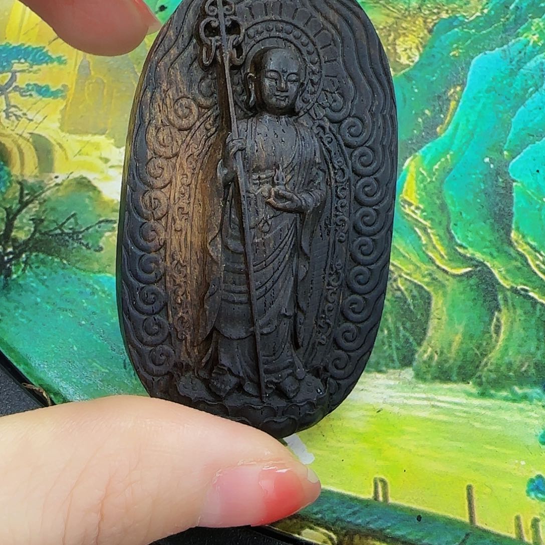 沉香沉香碎屑地藏牌