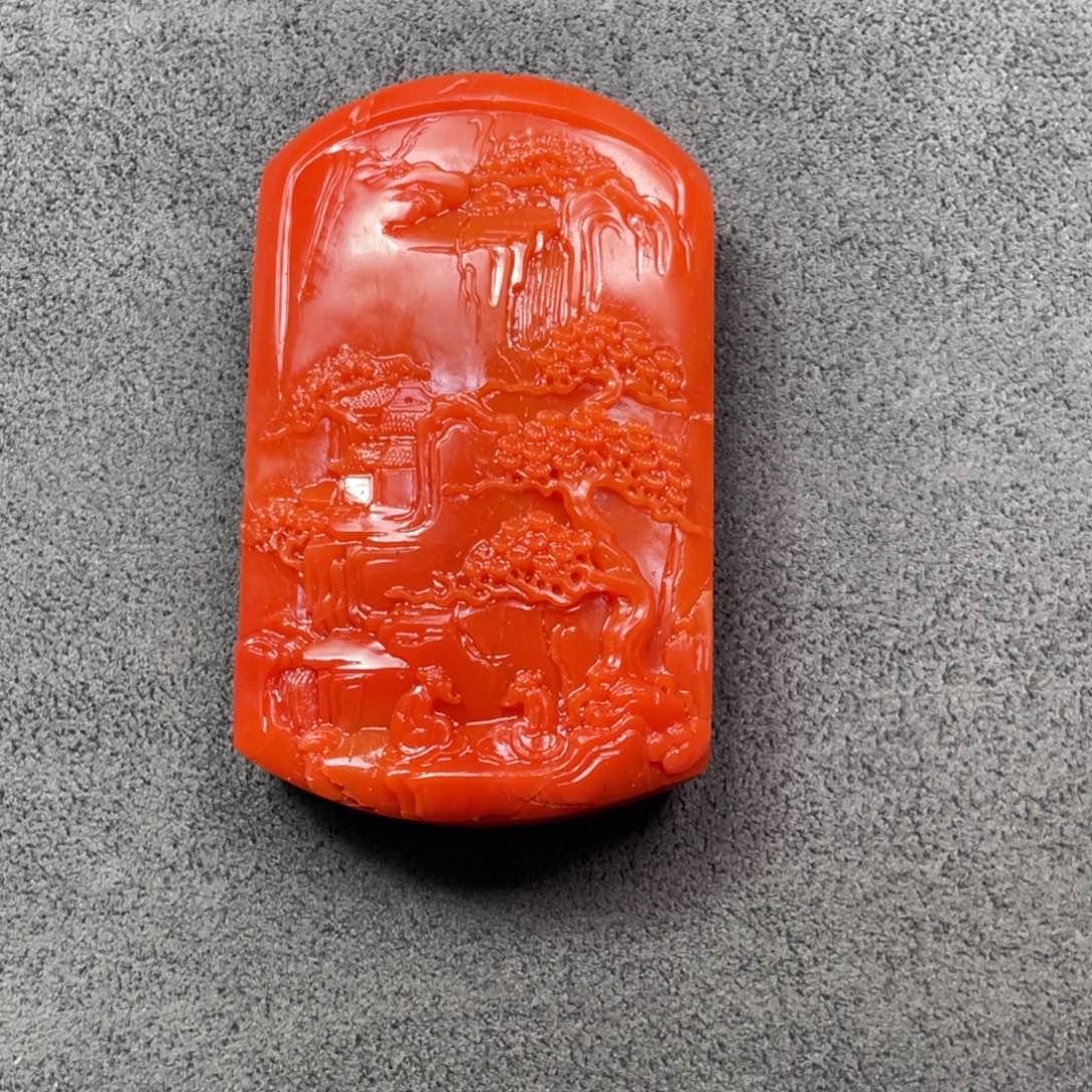 祥***朵南红玛瑙山水未镶嵌