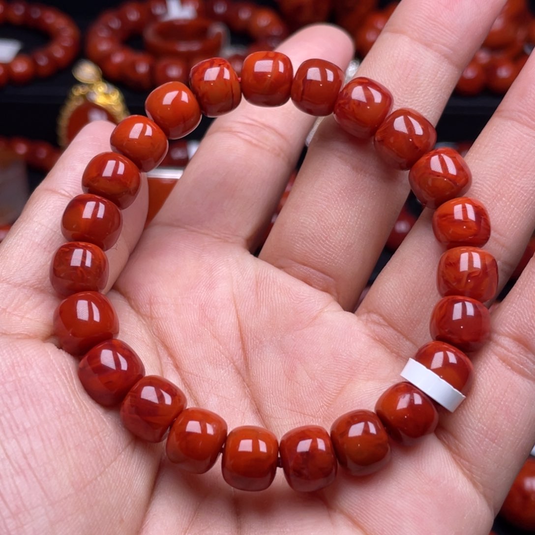 南红玛瑙珠宝奇石未镶嵌单圈9mm