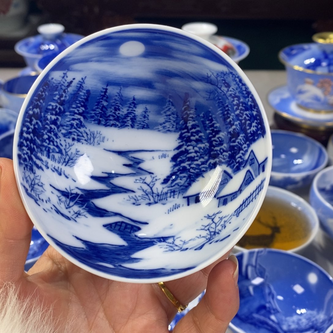 青花雪景主人杯杯