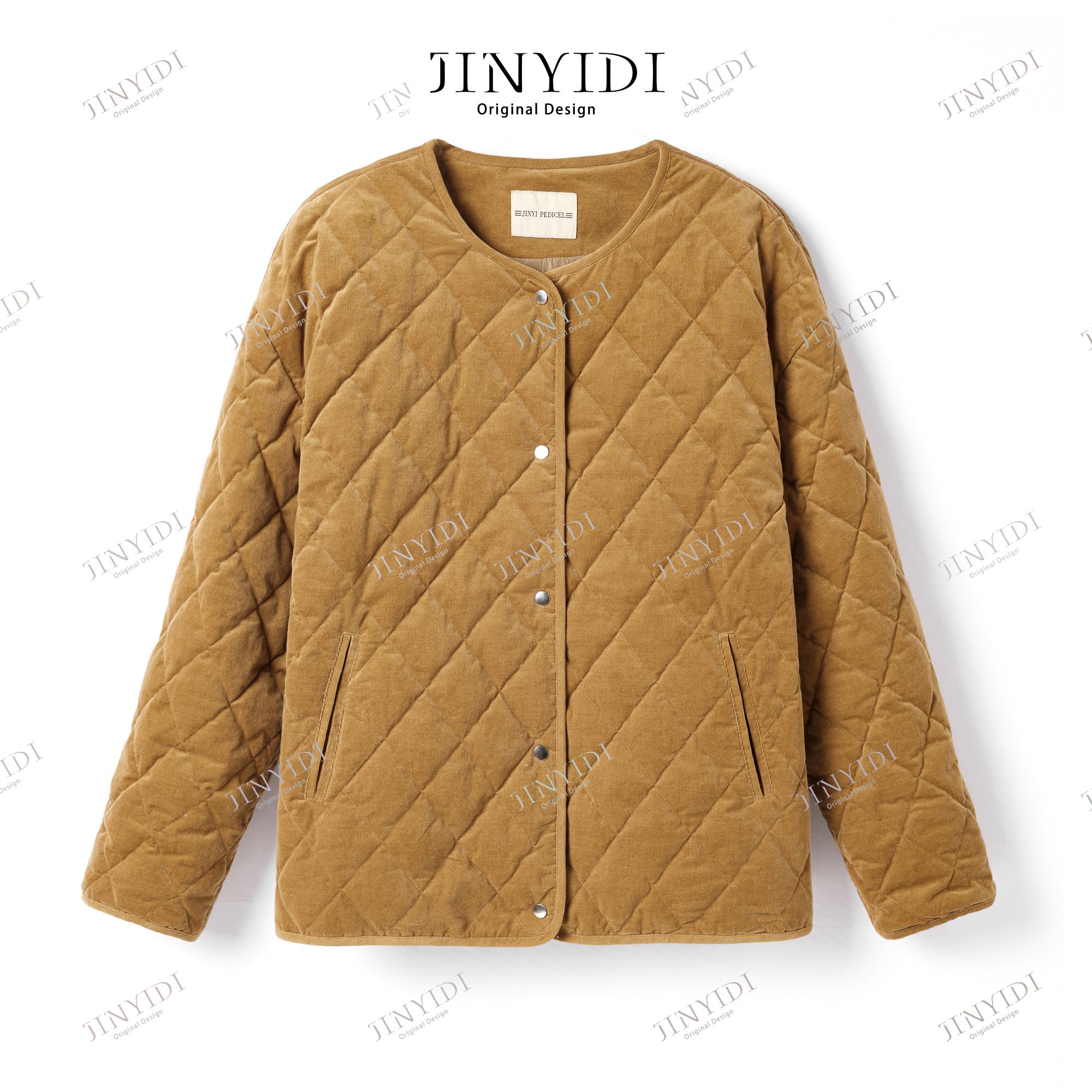 JINYIDI【福格】焦糖马布尔~秋冬压线设计感百搭90白鹅绒羽绒服外套