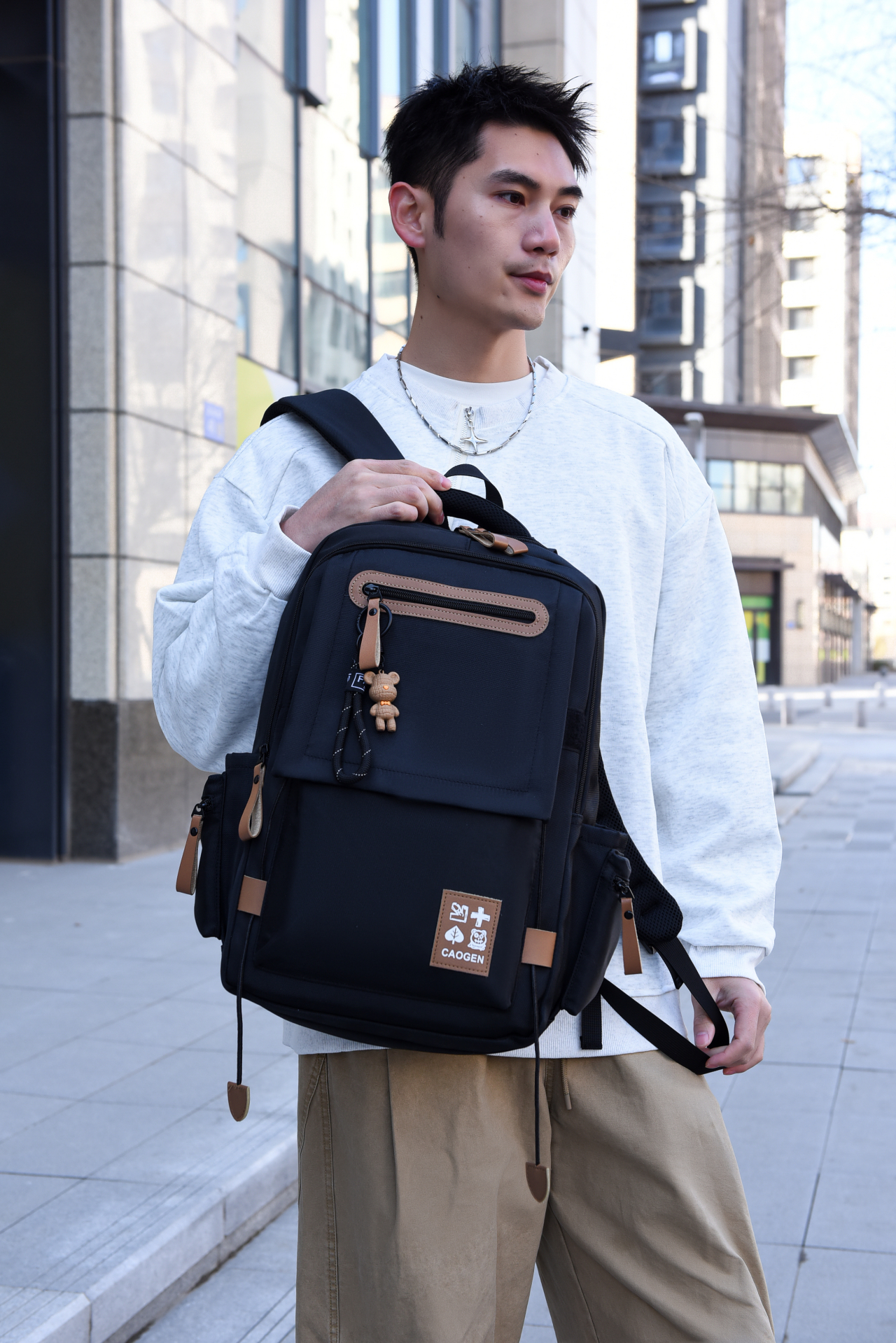 2025新款双肩包腰部支撑大容量背包初中高中学生书包2112