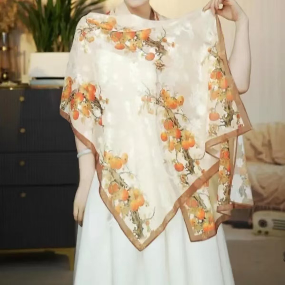 SJ283万柿如意70*180丝巾围巾