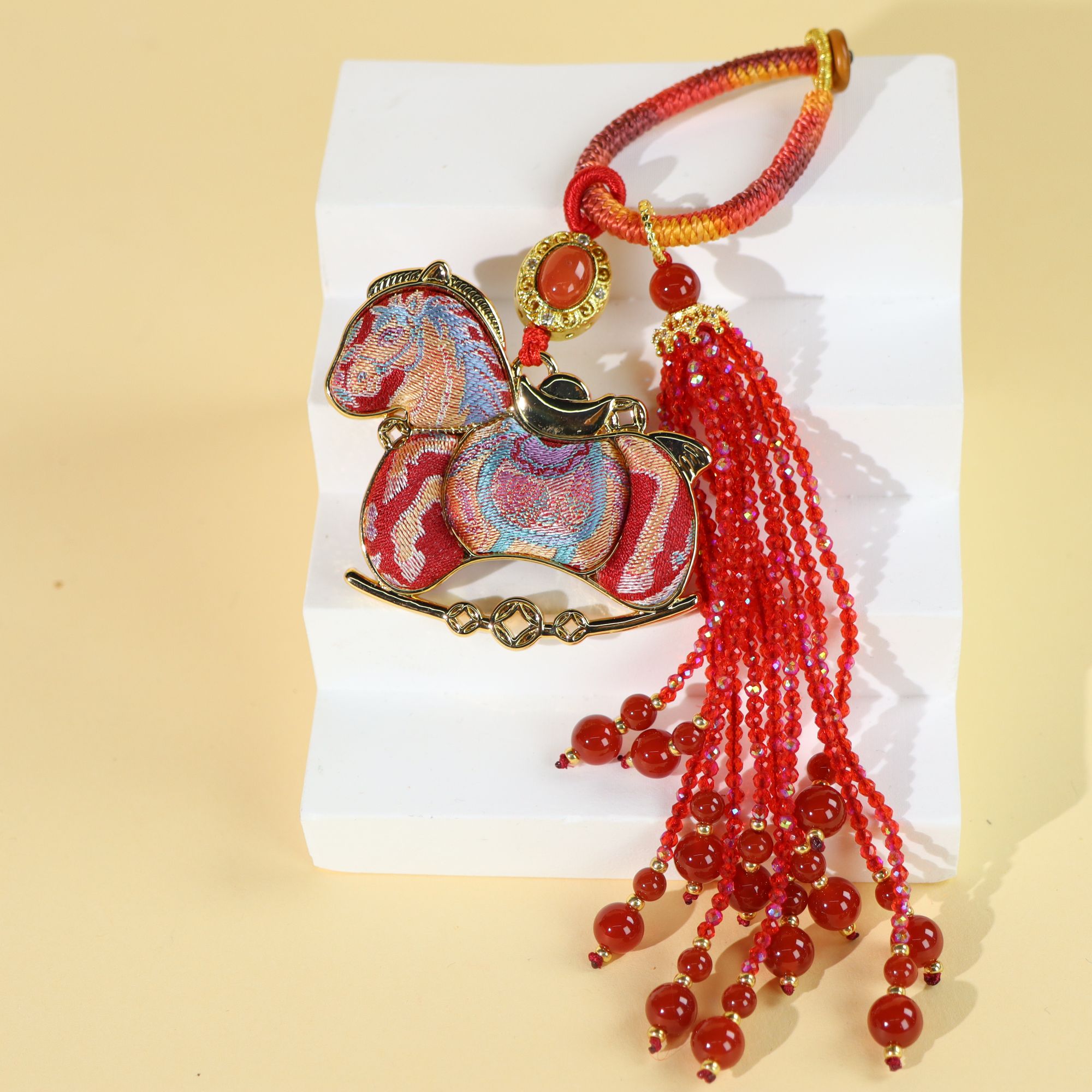 非遗宋锦小马马上有钱马年本命年小挂件车挂钥匙扣包挂