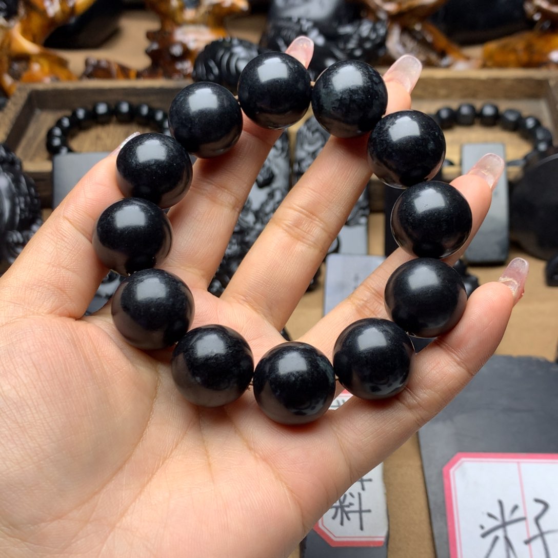 和田玉（墨玉）手链未镶嵌快***天