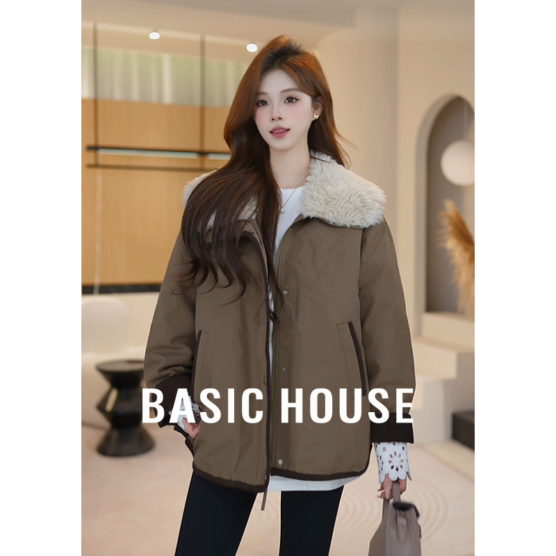 Basic House/百家好琥珀流光毛领白鸭绒羽绒服女25冬B1195B59E32