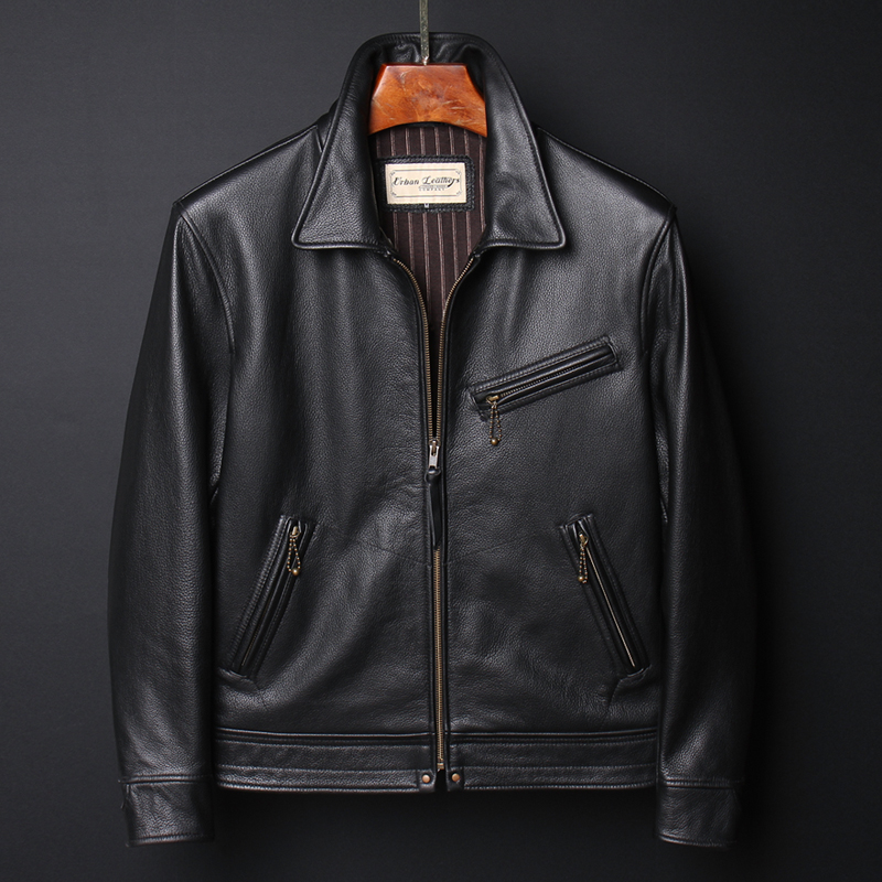 穆赫兰道RRL真皮皮衣男士头层牛皮休闲翻领外套时尚经典皮夹克潮