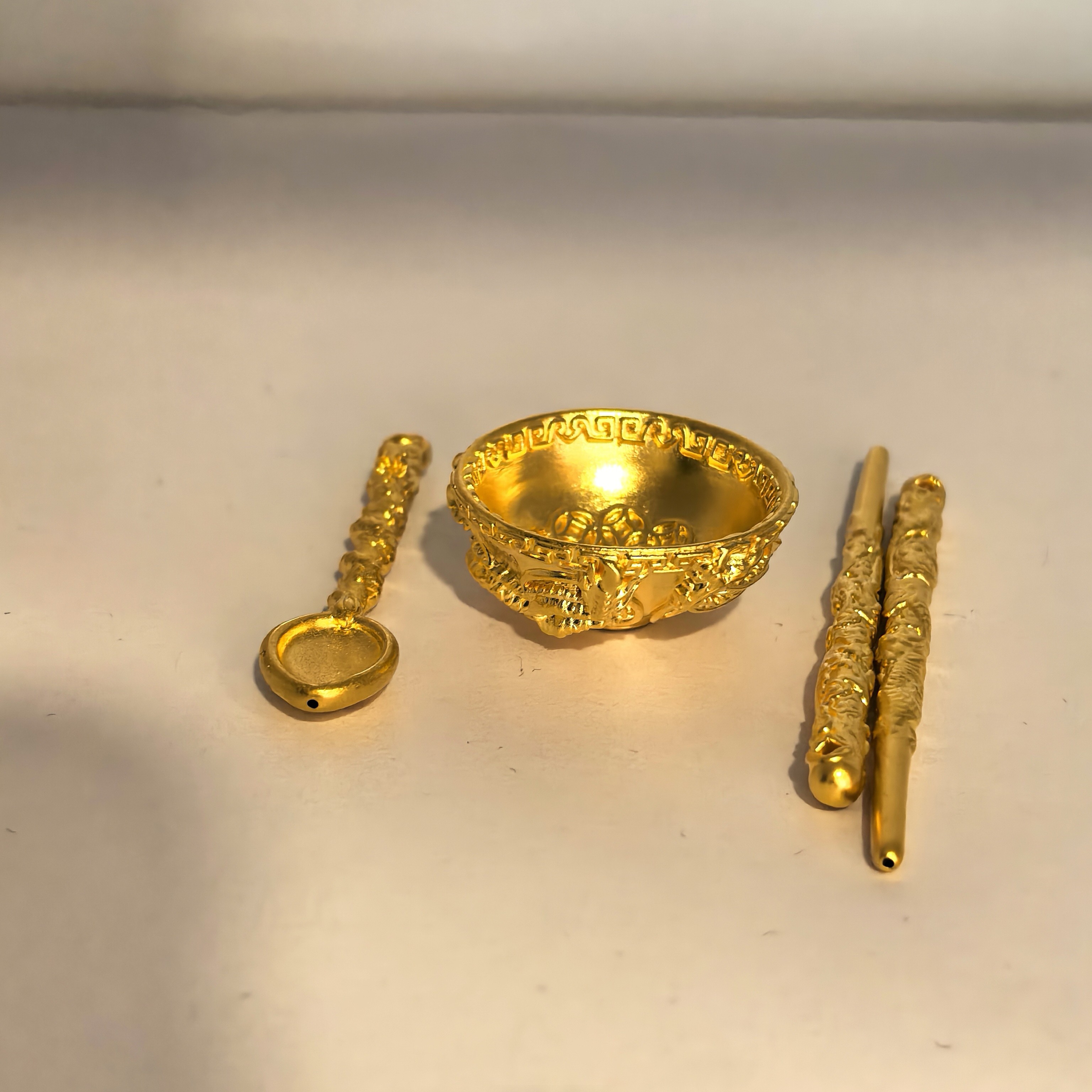 （壹凡黄金）投资金足金999黄金剪刀金碗金筷勺厨房系列金摆件