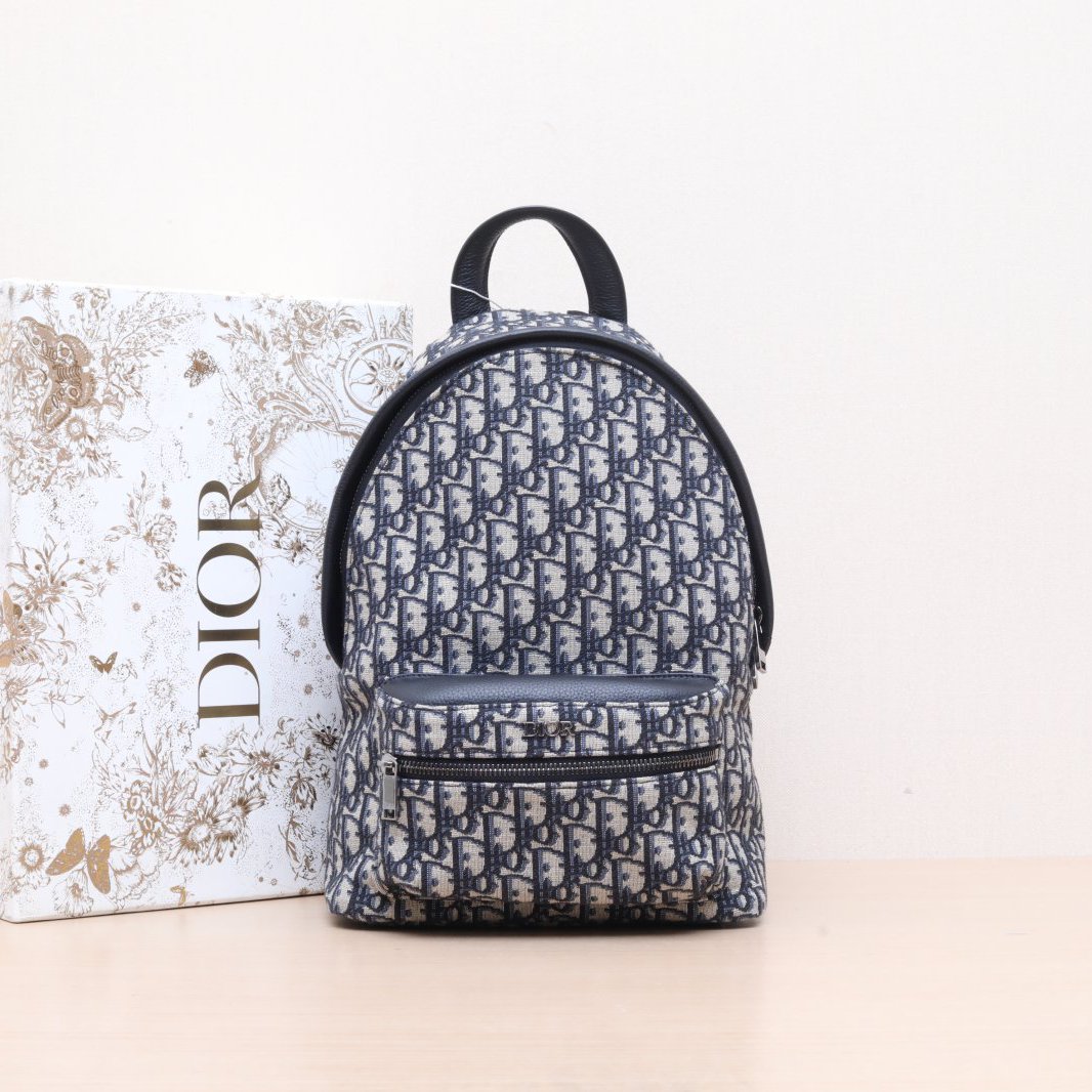 99新 DIOR/迪奥 小花佳珊 儿童双肩包 墨蓝色 帆布 2023