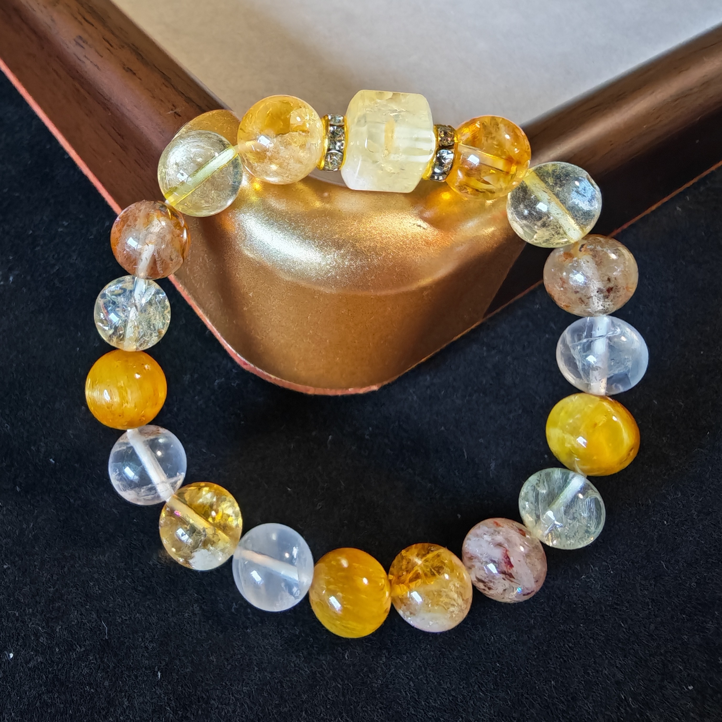 手链 【糖宝星宝手作】招财纳福天然黄.水.晶手串10mm手链