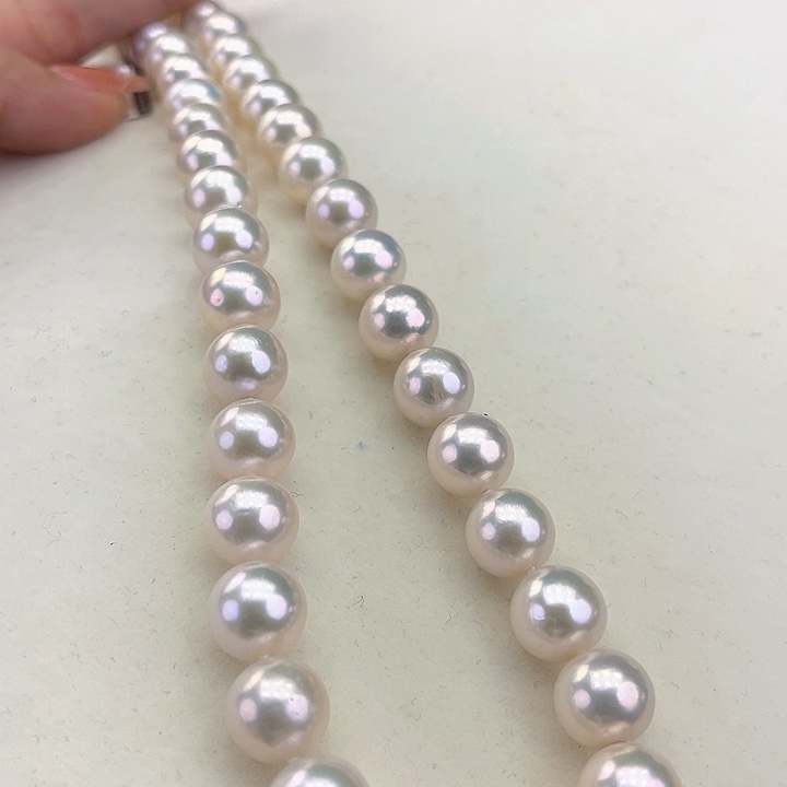 淡水珍珠颈饰银S925镶嵌10-11极光金属澳绿光高品