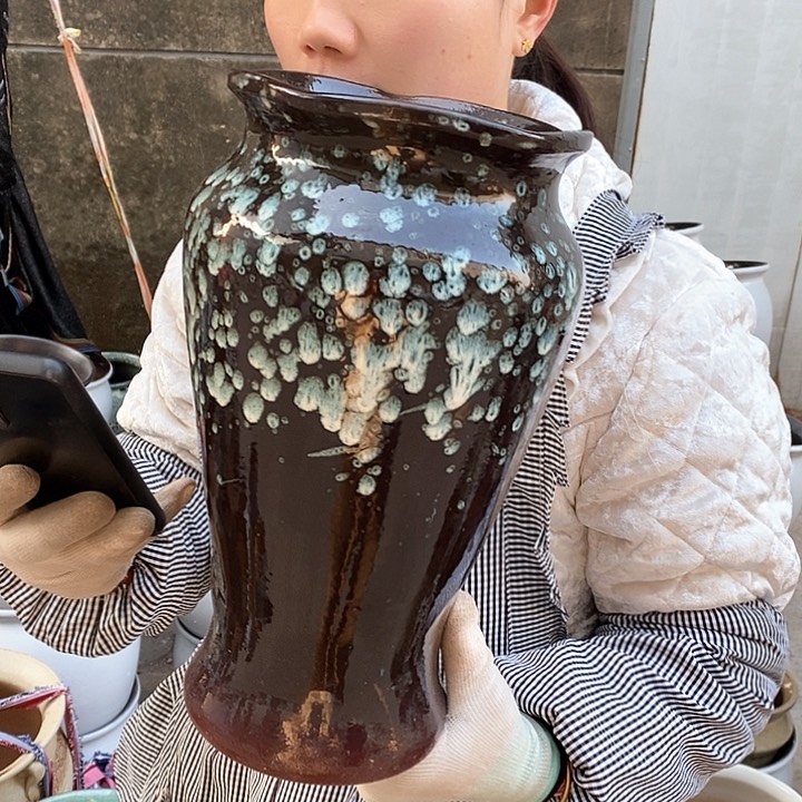 紫砂花盆瑕疵口17高30