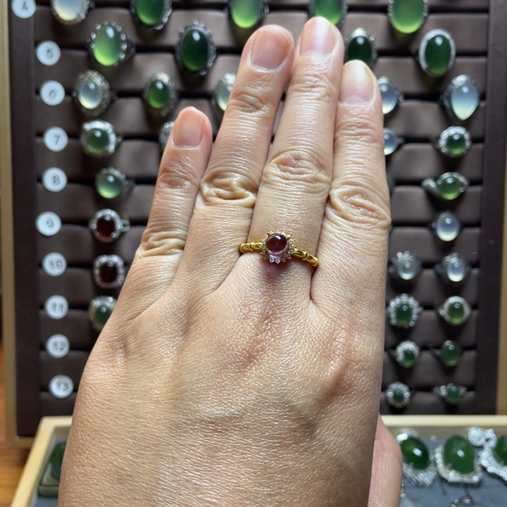 岫玉银S925镶嵌戒指