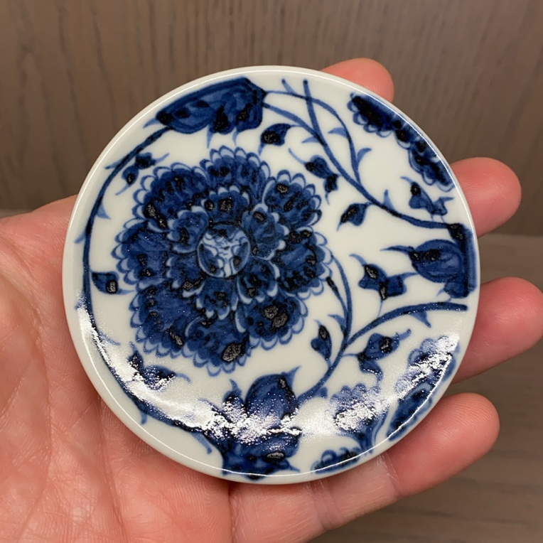 幽蓝溪堂牡丹花盖置杯垫