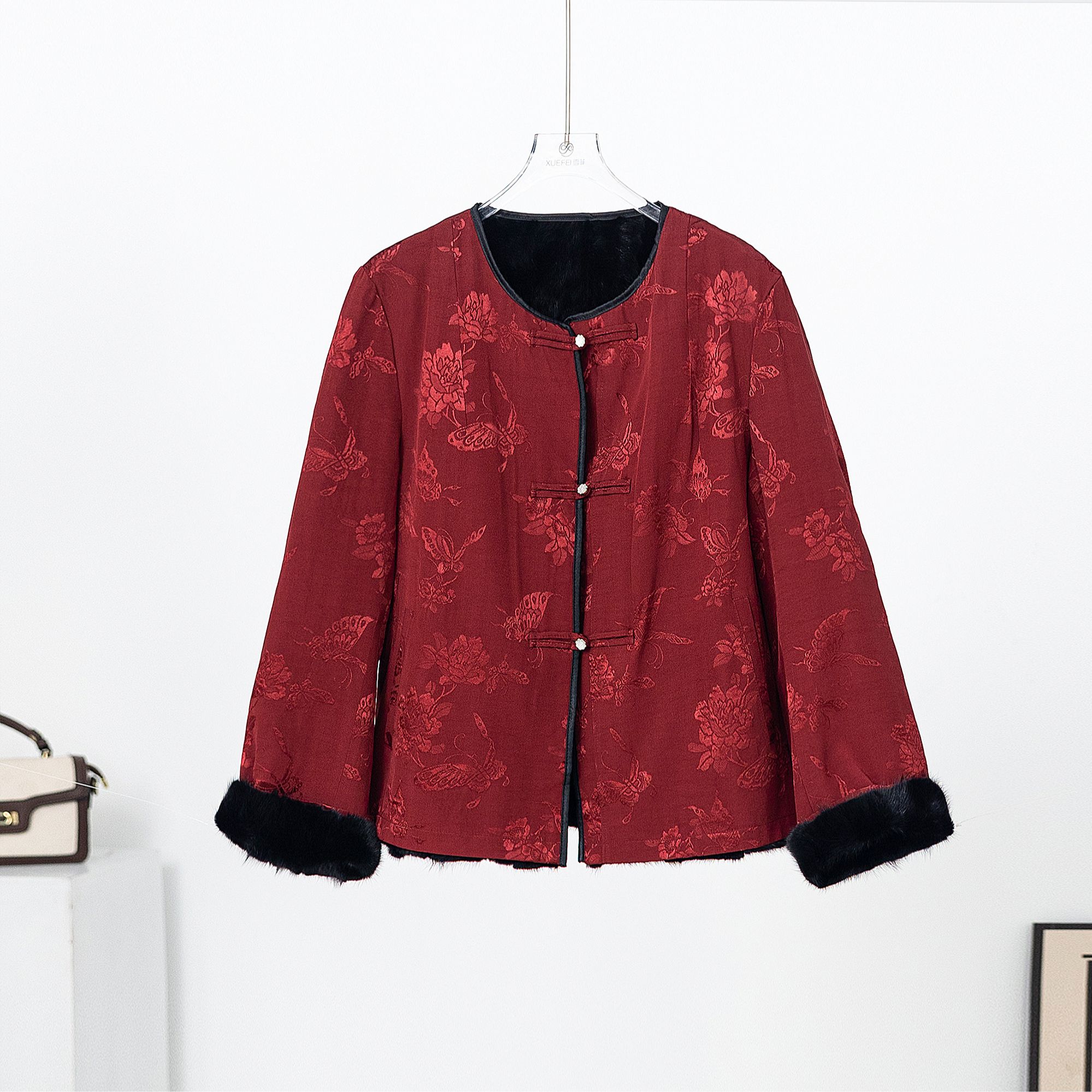 无印心匠A698 两面穿~ 厚款新中式水貂毛女常规款短外套 k1410