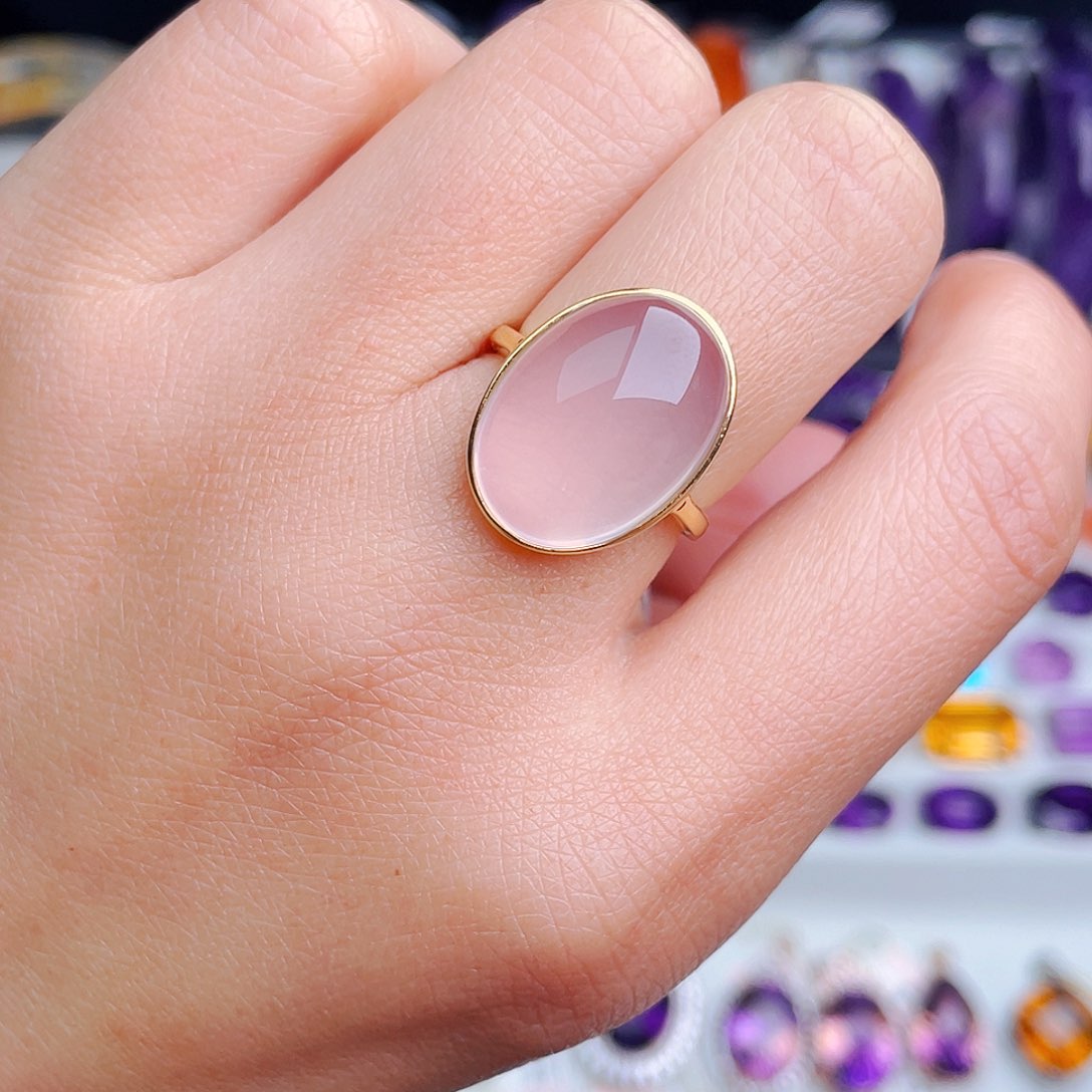 银S925镶嵌戒指芙蓉石天然保真