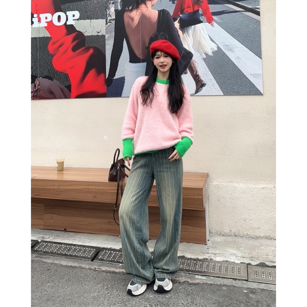 T59【RONZE潮流】2025春季新款美式复古水洗提花阔腿牛仔宽松拖地裤