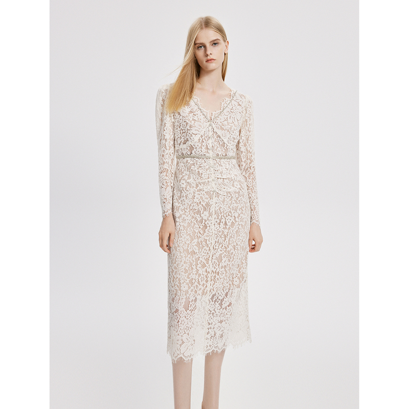 【晨粉专享价】朗姿质高级感裙子春秋收腰显瘦连衣裙女礼服裙