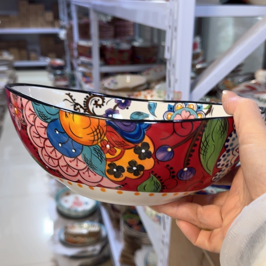 陶瓷红奥克元包沙拉 碗一只看图