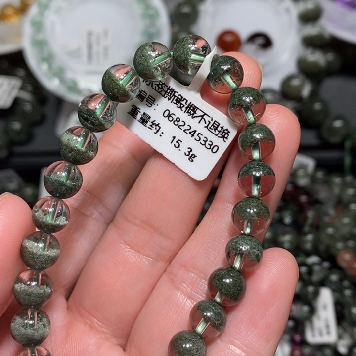 未镶嵌手链水晶绿幽灵聚宝盆手链