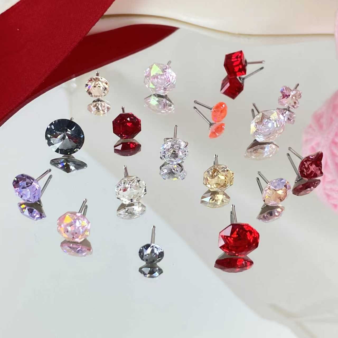 钛钢耳饰 潘潘华子东洲水晶耳钉临时链接1号