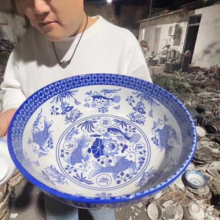 瓷片景德镇陶瓷青花和面盆