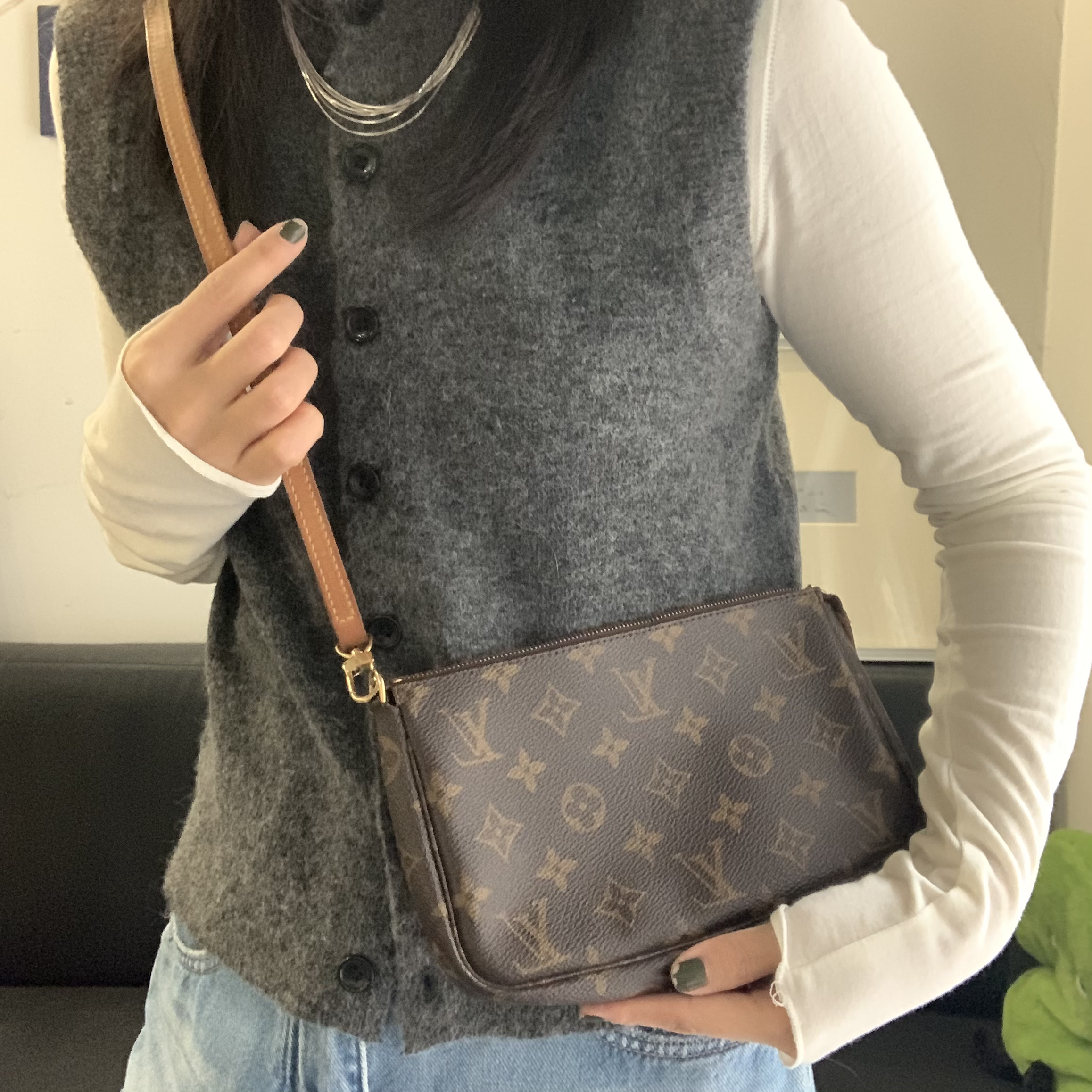 95新 LouisVuitton/路易威登 九 老花大麻将斜挎包
