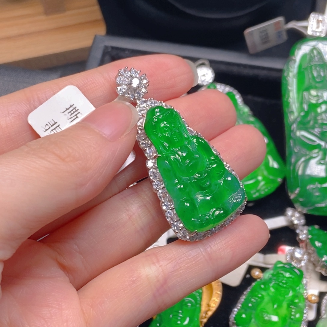 翡翠银S925镶嵌吊坠(不含链)