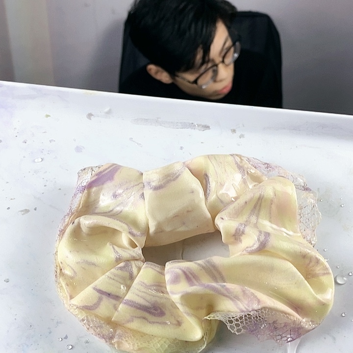 大理石磁石蕾丝发圈