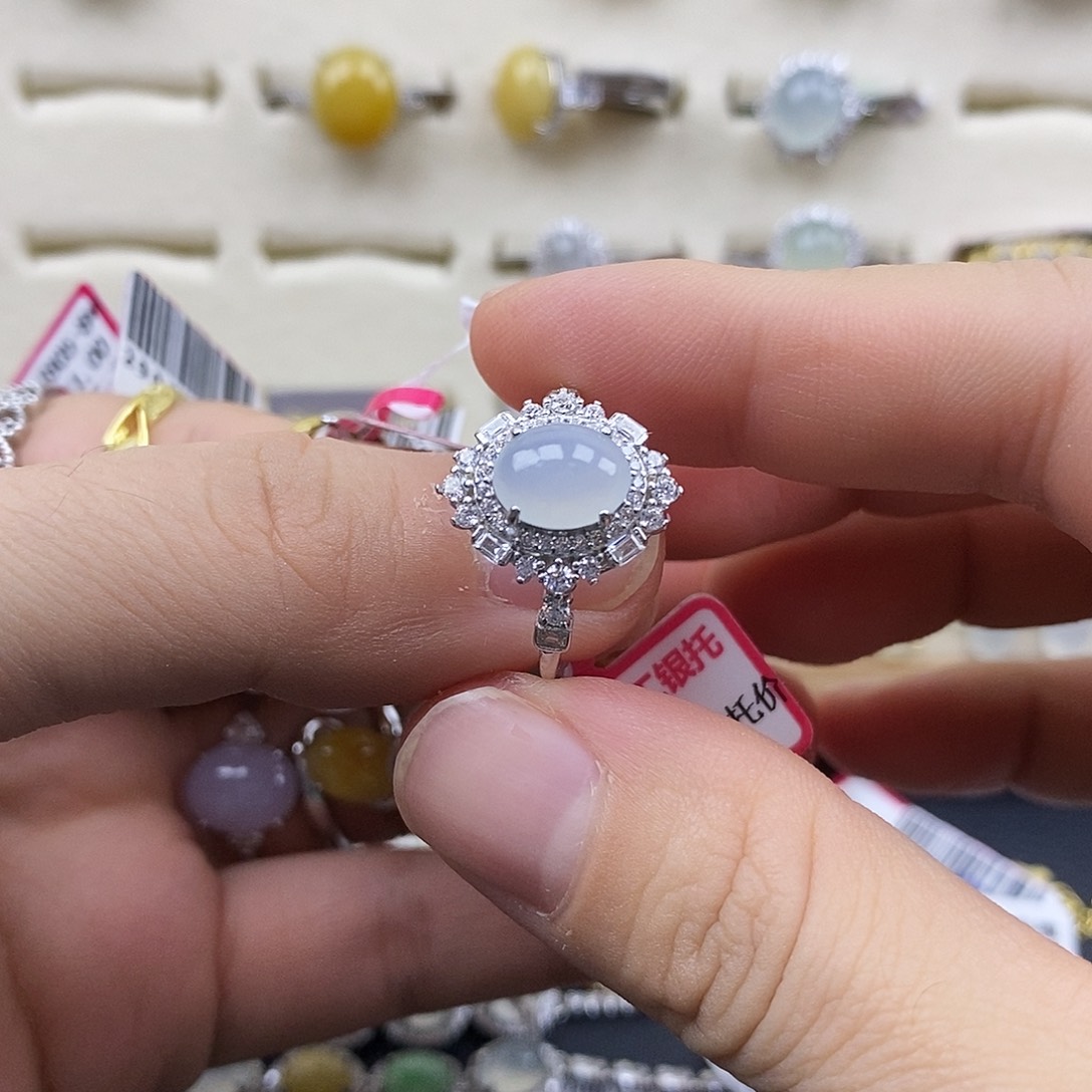 翡翠银S925镶嵌戒指