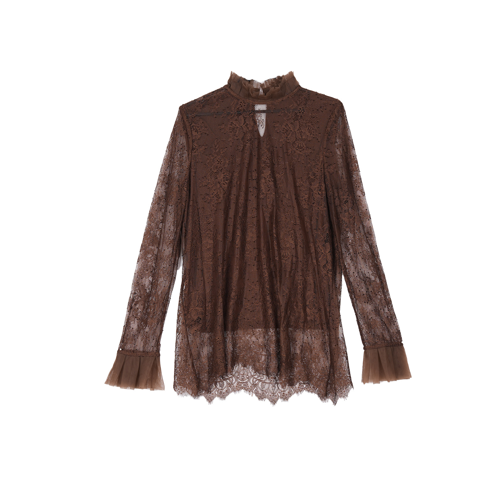 大码女装卫衣上衣蕾丝时尚黑色设计师圆领拼接#CVC20022