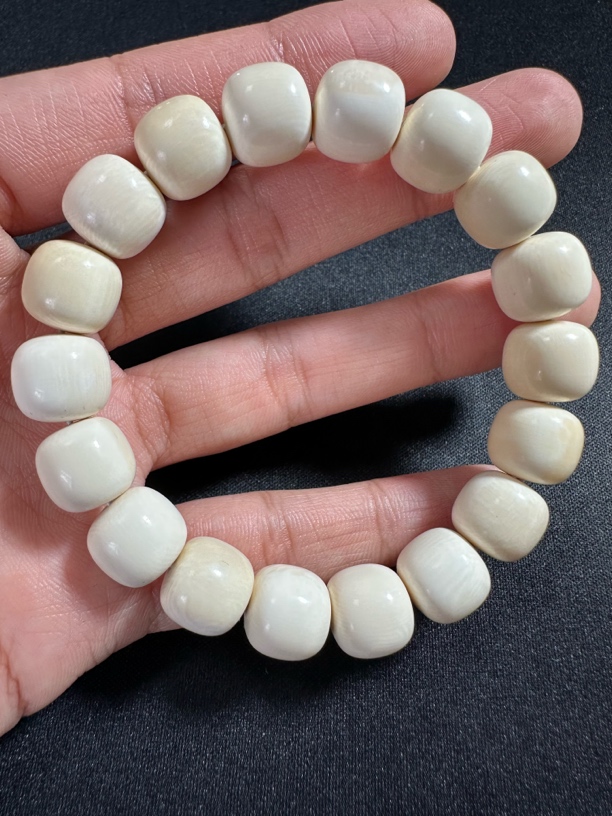 Z1004天然猛犸牙老型手串12*11冰料果冻配饰